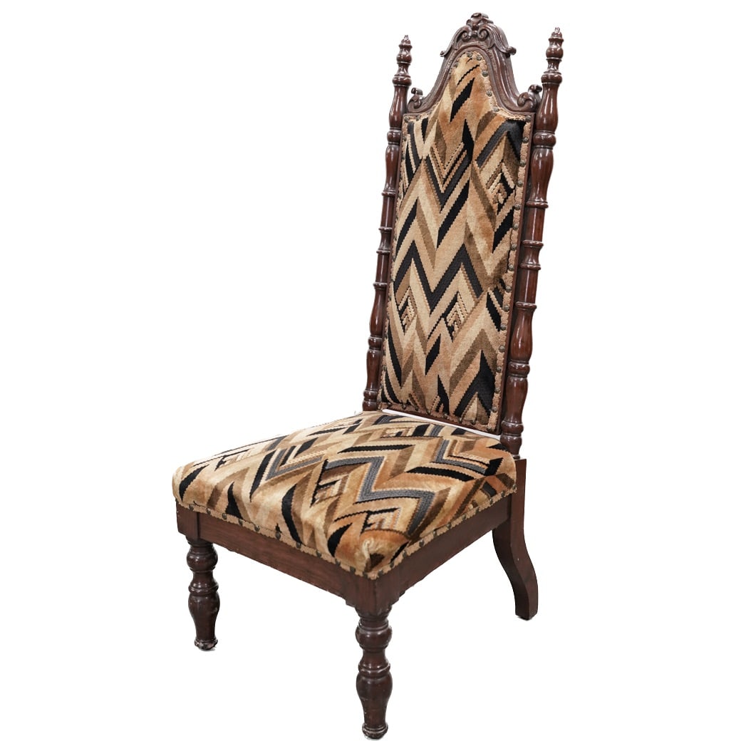 Vintage Chevron Upholstered Wooden Side Chair (1 of 6)