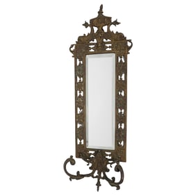 Antique Bronze Bradley & Hubbard Style Dual Candle Sconce Wall Mirror
