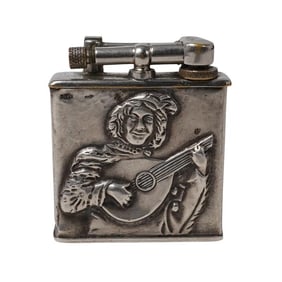 Antique Repoussé Sterling Silver Lift-Arm Pocket Lighter