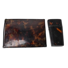 (2 pcs) Tortoise-Hued Victorian Card Holder and Multitool