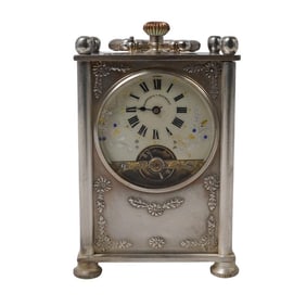 Antique French "Mortara & Nicolet" Engraved Carriage Clock