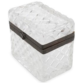 Antique Cut Crystal And Brass Vanity Box