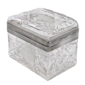 Antique Cut Crystal And Silver Plated Vanity Box