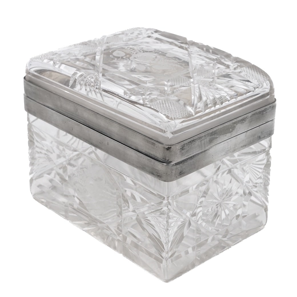 Antique Cut Crystal And Silver Plated Vanity Box (1 of 6)