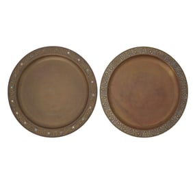 (2 pc) Tiffany Studios "Gold Dore" Bronze Chargers