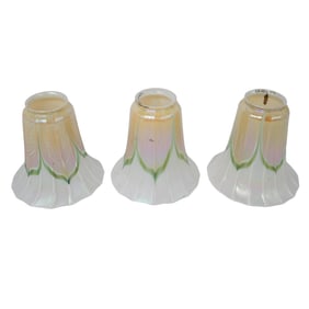 (3pc) Antique Quezal Hand Blown Glass Shades