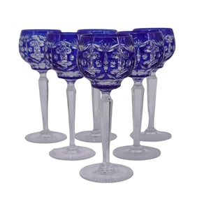 (6pc) Nachmann Traube Blue Crystal Hock Glasses