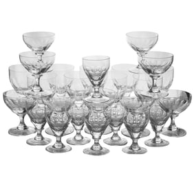 (26pc) Val St. Lambert Faceted Crystal Riviera Clear Glasses