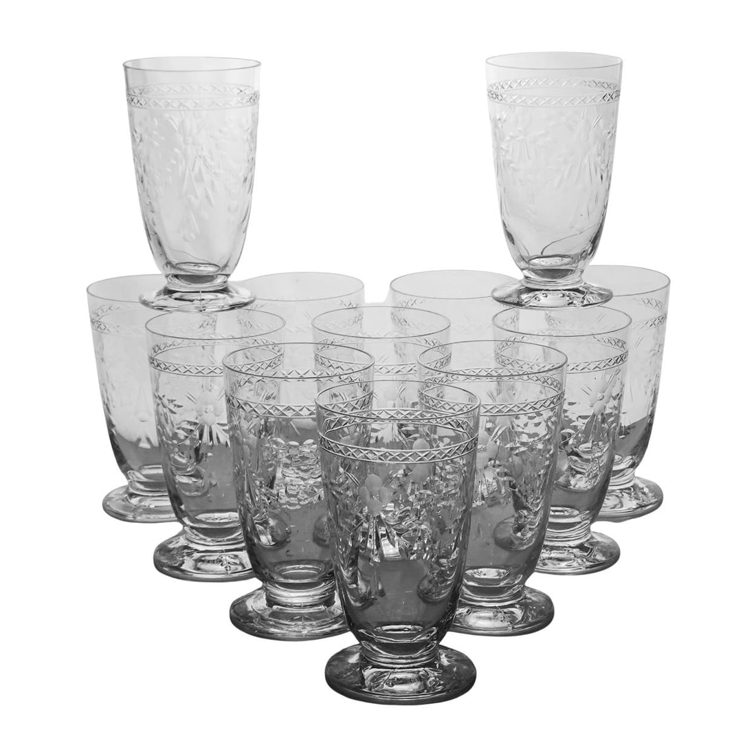 (12pc) Kosta Boda Fritz Kallenberg Etches Glasses (1 of 7)