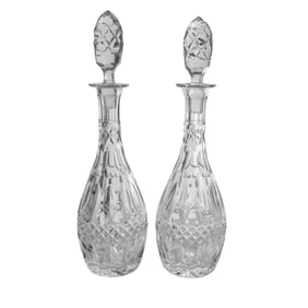 (2pc) Bohemian Cut Crystal Decanters With Stoppers