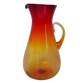 Vintage Blenko Large Amberina Glass Pitcher