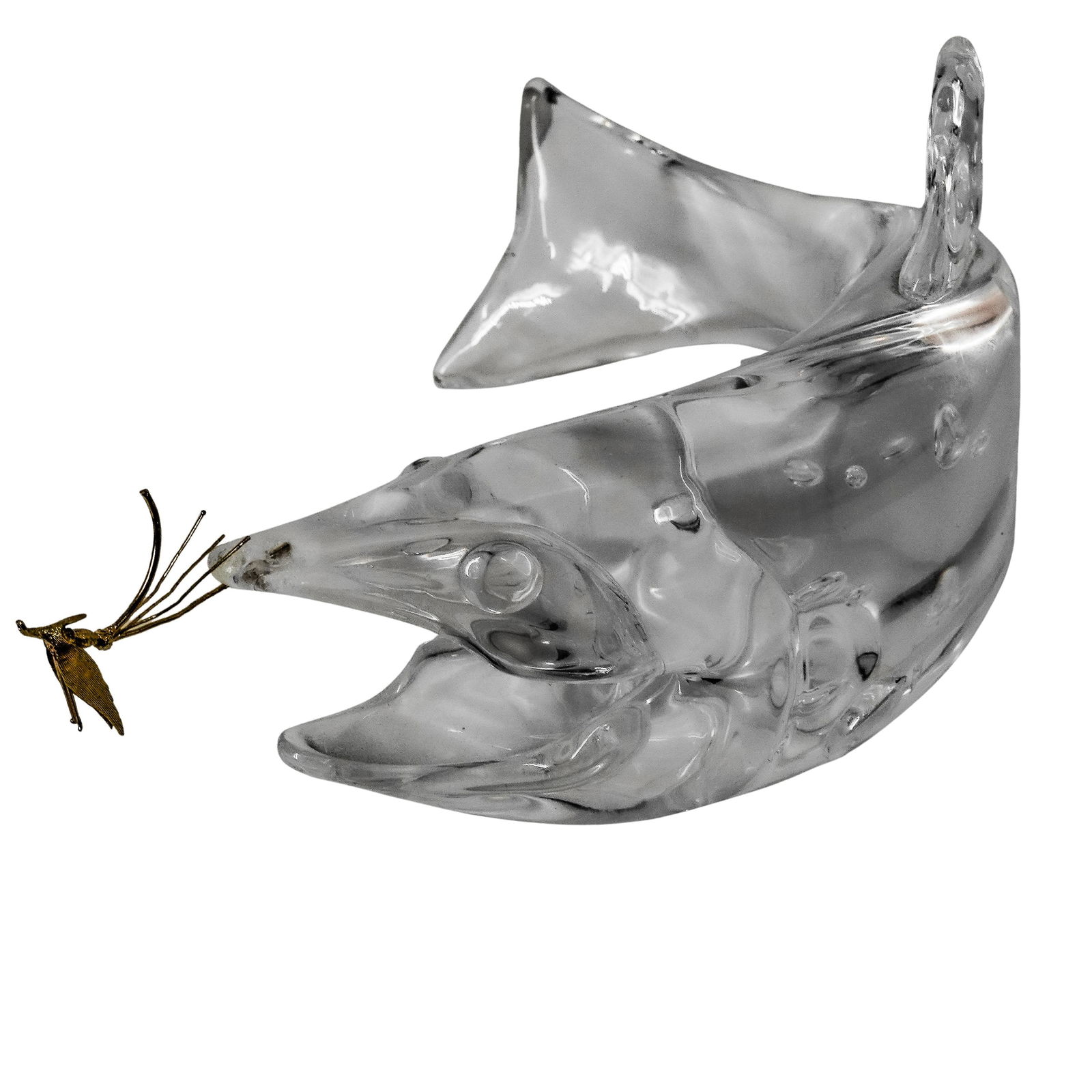 Steuben Glass Trout with 18k Gold Hook and Bait (1 of 6)
