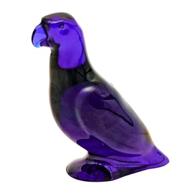 Baccarat Cobalt Blue Crystal Parrot Figurine