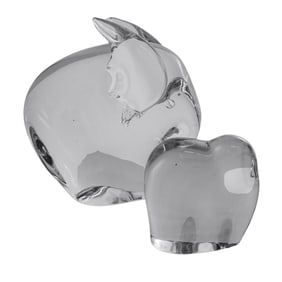 (2pc) Baccarat And Steuben Elephant Crystal Figurines