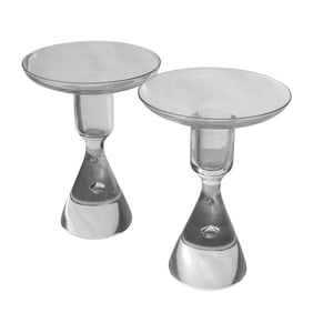 (2pc) Vintage Hand Blown "Controlled Bubble" Crystal Candle Holders