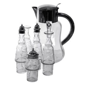 (7pc) Vintage Glass And Silver Plate Tableware Grouping