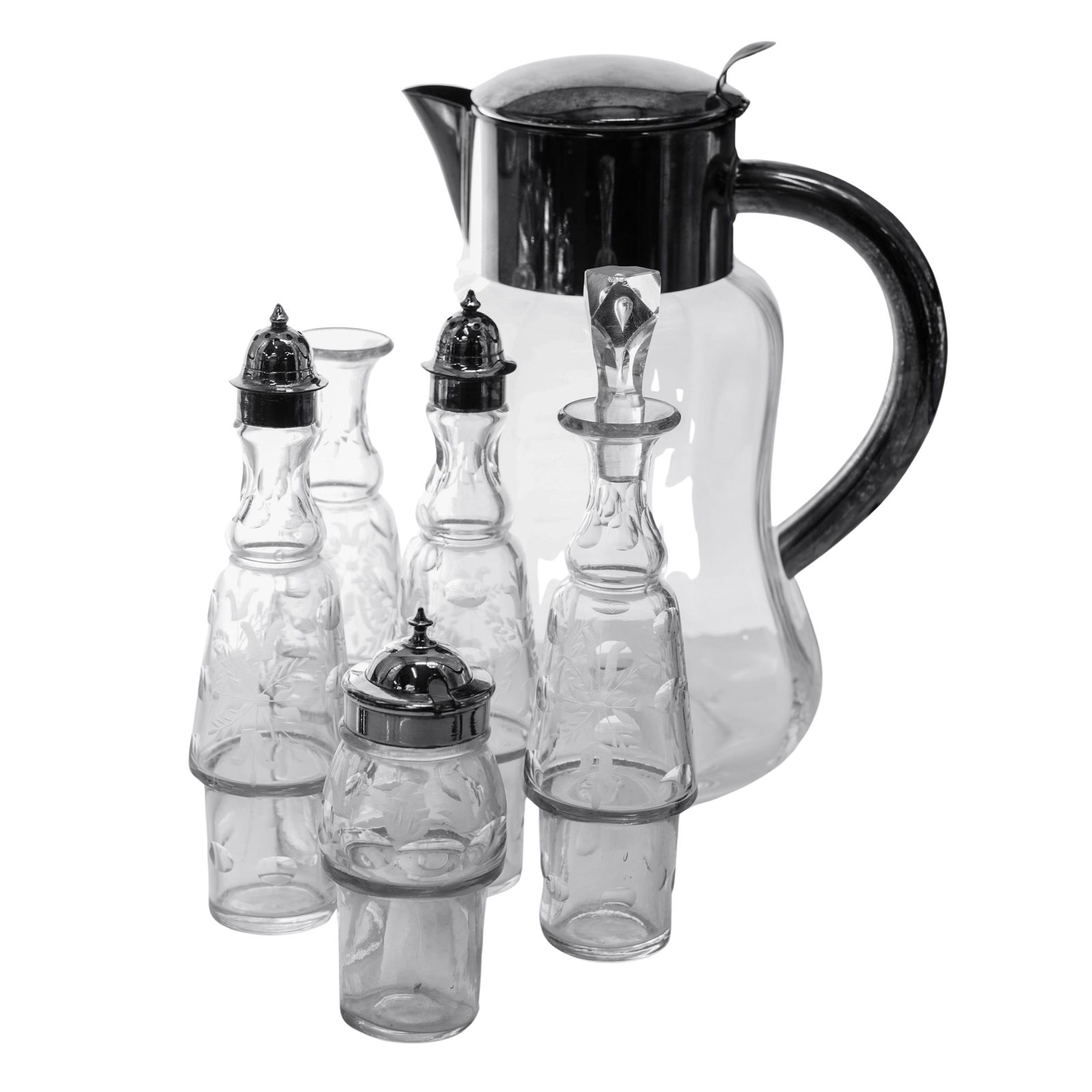 (7pc) Vintage Glass And Silver Plate Tableware Grouping (1 of 5)