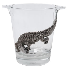 Arthur Court Aluminum Alligator Glass Champagne Ice Bucket