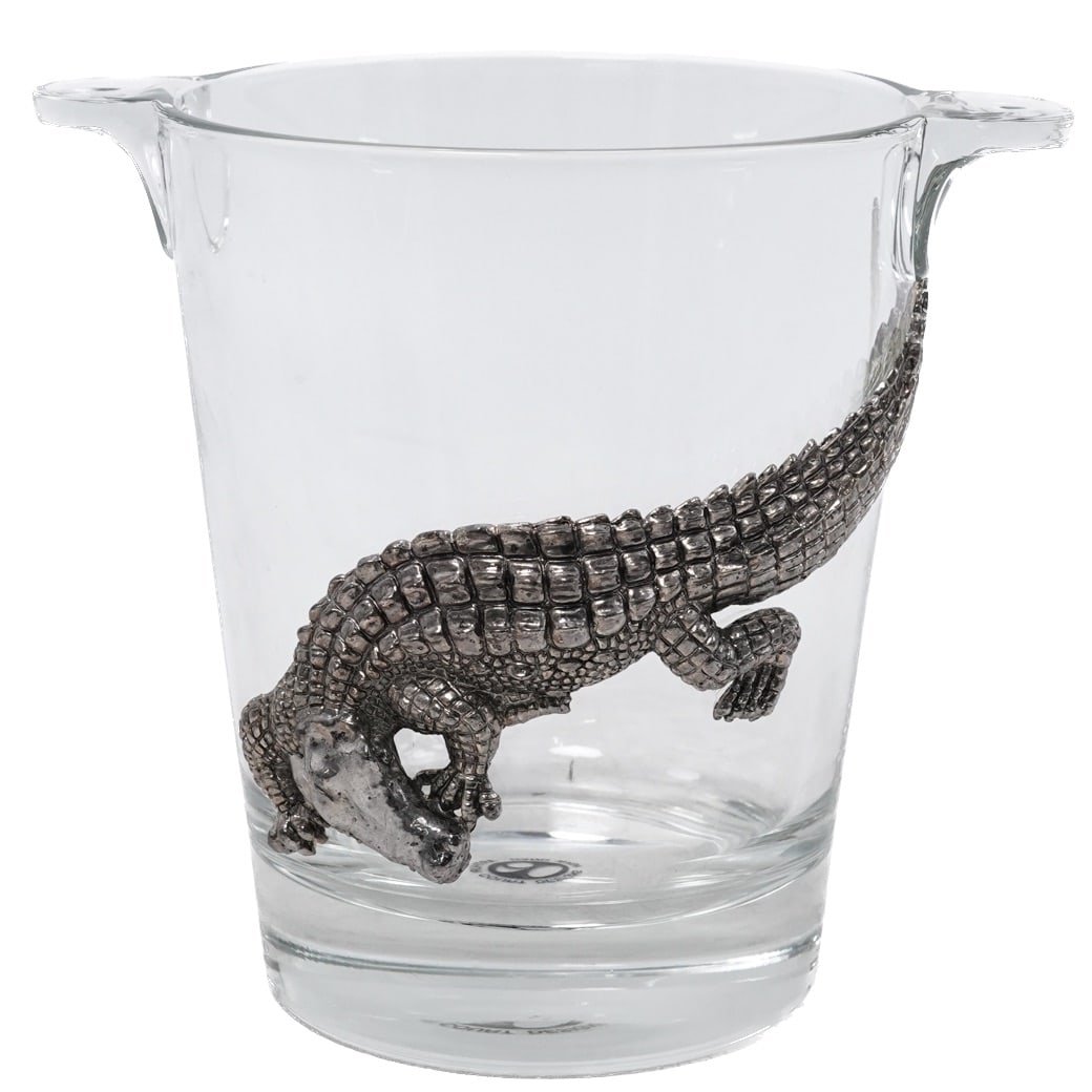 Arthur Court Aluminum Alligator Glass Champagne Ice Bucket (1 of 5)