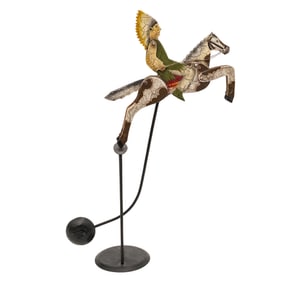 Vintage Native American and Horse Metal Kinetic Pendulum Sculpture