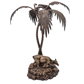 Victorian Elkington & Co. Silver Plated Cow and Palms Centerpiece