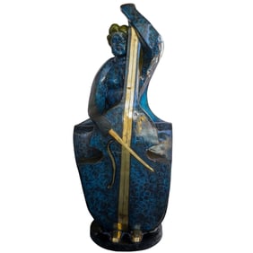 Monumental Bronze Woman & Cello Sculpture