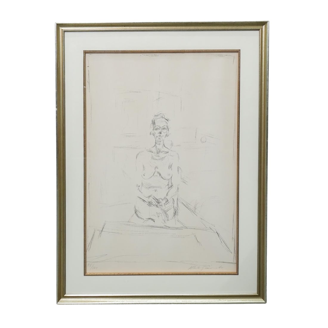 Alberto Giacometti (Swiss 1901-1966) "Nu Assis" Lithograph: Alberto Giacometti (Swiss 1901-1966) "Nu Assis" Lithograph20th century , SwissAlberto Giacometti (Swiss 1901-1966) Lithograph "Nu Assis" Seated nude pencil signed & numbered 95/160 Created in 1965 . T