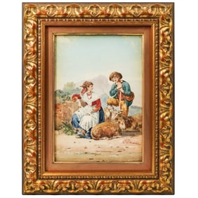 Stefano Donadoni (Italian, 1844-1911) Pastoral Watercolor Painting