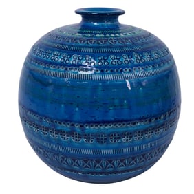 Vintage Bitossi Aldo Londi Remini Blue Ceramic Vase