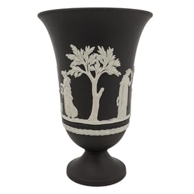Vintage Wedgwood Black Jasperware Vase