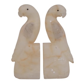 Pair of Carved Alabaster Bird Bookends