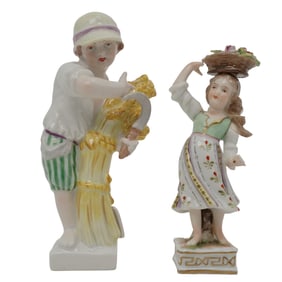 (2 pc) Antique KPM & Meissen Porcelain Figurines