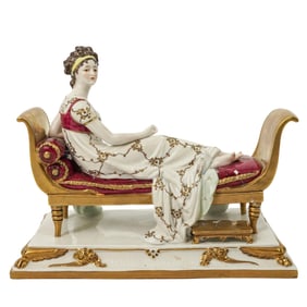 German Porcelain Reclining Regency Female Figure