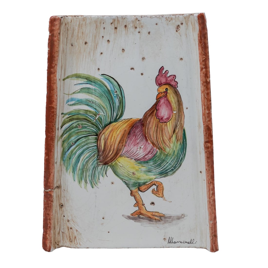 Antique Marrinelli Italian Rooster Ceramic Wall Plaque (1 of 5)