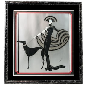 Erté (Romain De Tirtoff) Signed “Symphony In Black" Silver Foil Serigraph