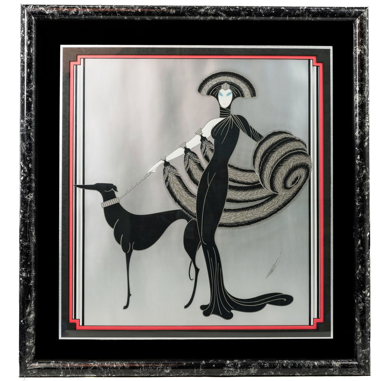 Erté (Romain De Tirtoff) Signed “Symphony In Black" Silver Foil Serigraph: Erté (Romain De Tirtoff ) Signed “Symphony In Black” Silver Foil SerigraphEarly 20th Cent. Russia,FranceThe artwork is a silkscreen print, with foil stamping. The artist, Erté often used thi