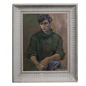 V. Vaintrub "Portrait of a Young Man" Oil Painting