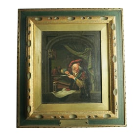 After Gerrit Dou (Dutch 1613-1675) “The Hermit" Oil on Tin Painting