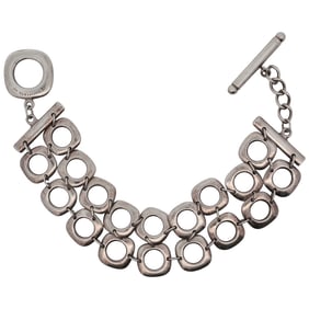 Tiffany & Co. Sterling Silver Double Cushion Square Link Bracelet
