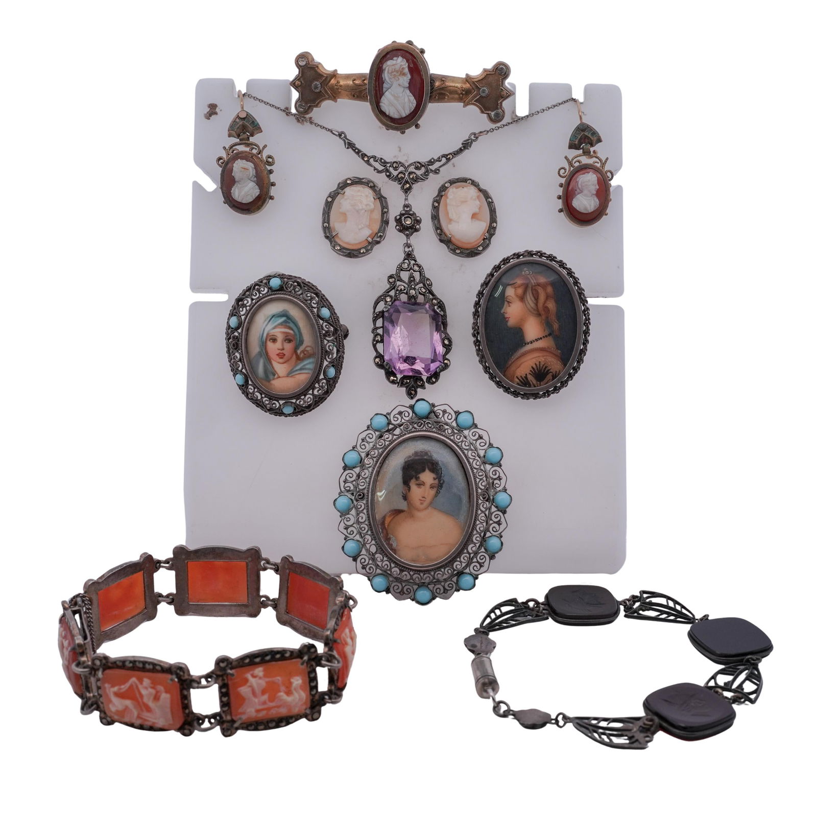 (9 Pc) Victorian Silver & Brass Jewelry Lot (1 of 12)