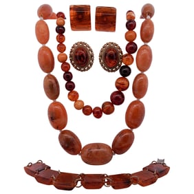 (5 Pc) Lot of Amber Jewelry