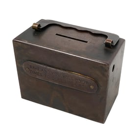 "Neely's home Bank Co. New York" Antique Metal Coin Bank