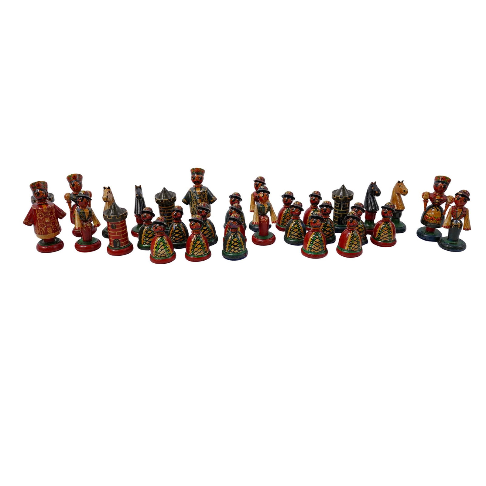 Bavarian Folk Art Hand Painted Wooden Chess Set (1 of 8)
