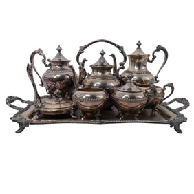 (8pc) Antique Silver Plated Tea And Coffee Service