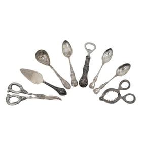 (8pc) Antique Sterling & Sterling Handled Serving Utensils