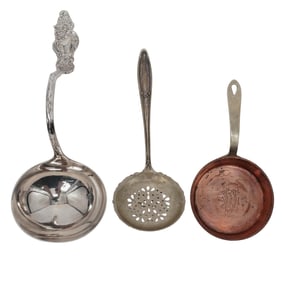 (3pc) Silver-plated and Copper Serving Utensils