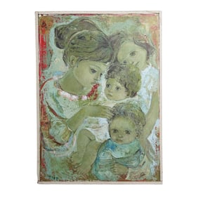 Elia Diaz (Mexican, 20th c.) "Los Hermanitos" Oil Painting