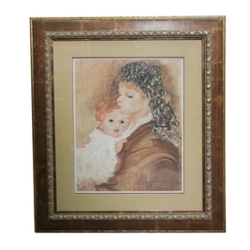 After A. Fenti Pini "Portrait Of Mother & Child" Painting