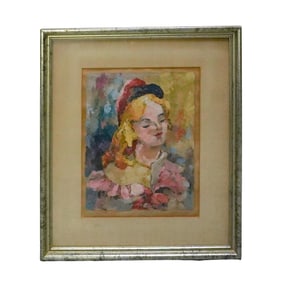 Edna Gass (American 1904-1993) Mixed Media on Paper Painting