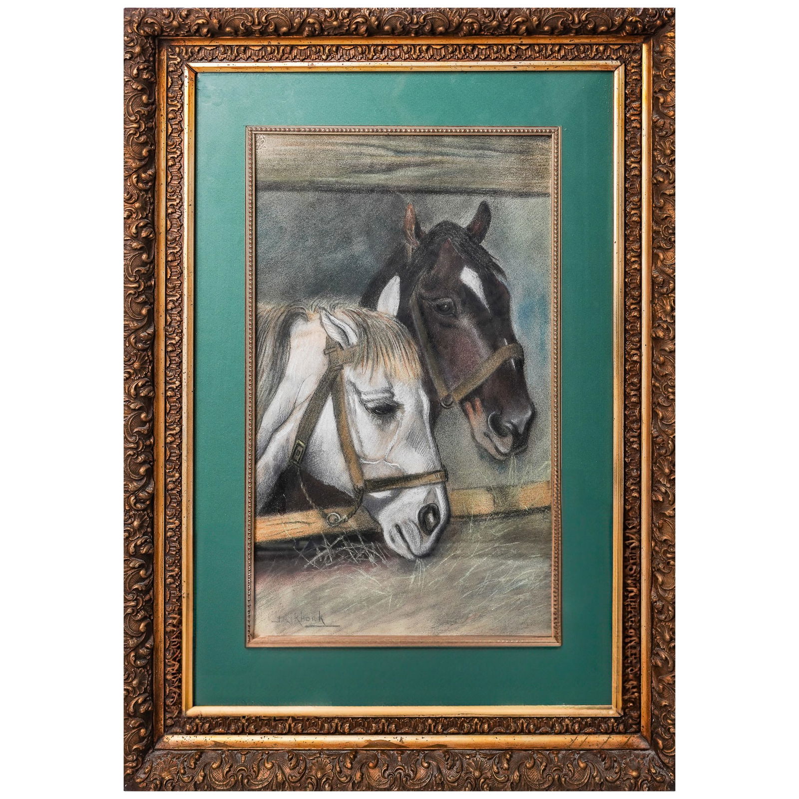 After R.A. Fox "A Neighborly Call" Charcoal Drawing (1 of 4)